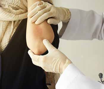 Eczema is diagnosed by a physical exam along with a series of questions.